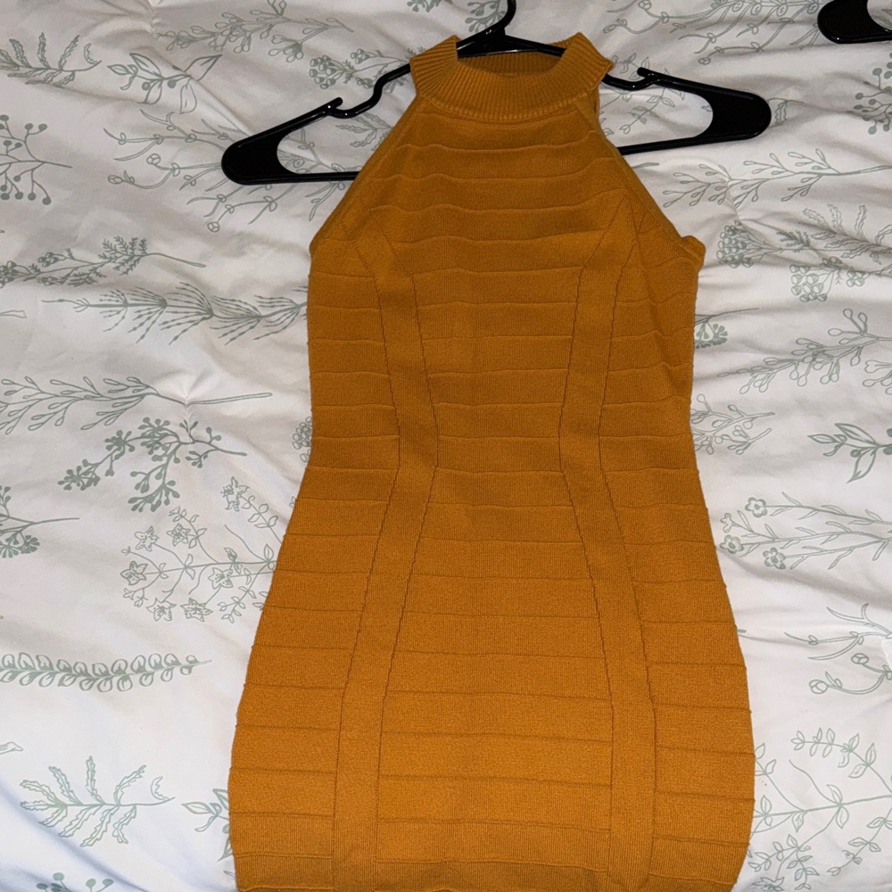 G by Guess Mustard Halter Mini Dress
